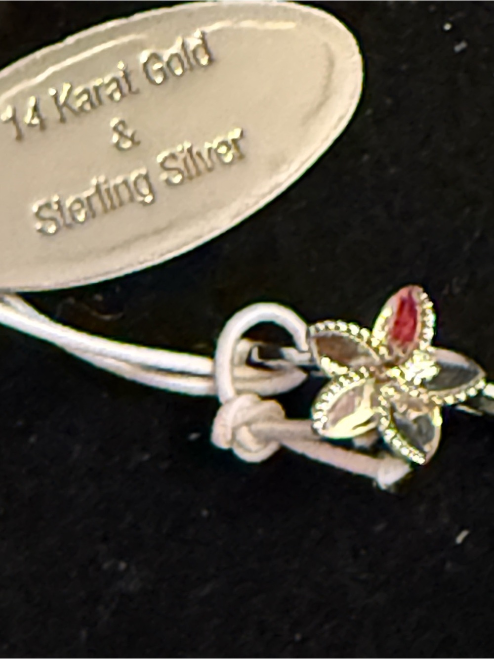14K Gold & Sterling Silver Flower Charm Bracelet in Gold and Pink